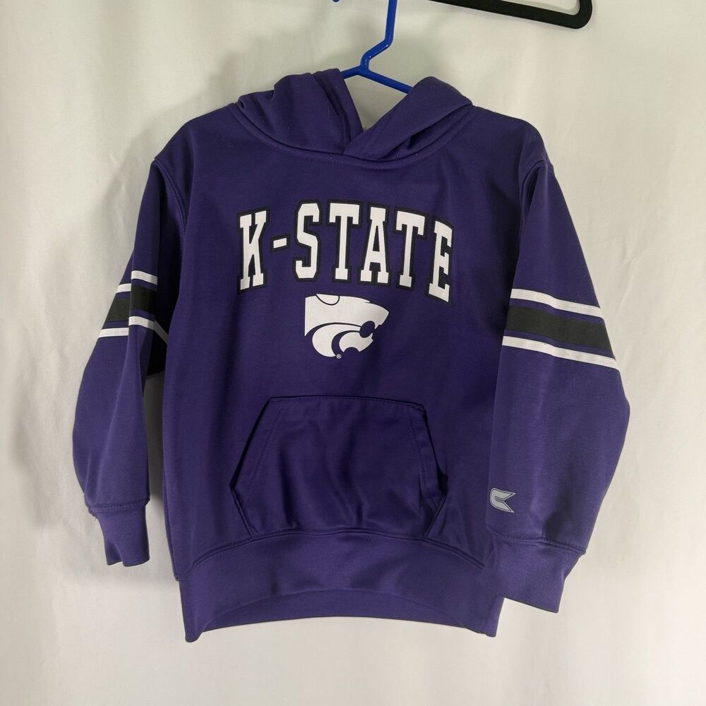 K State Wildcats Hoodie Toddler Medium 5 Purple Pullover Pockets Fleece Lined